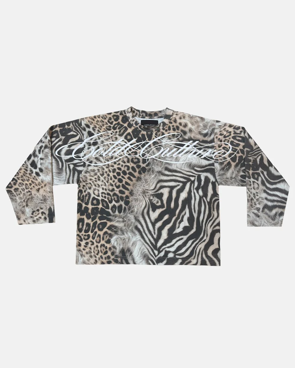 CROSSED SCRIPT LONGSLEEVE LEOPARD