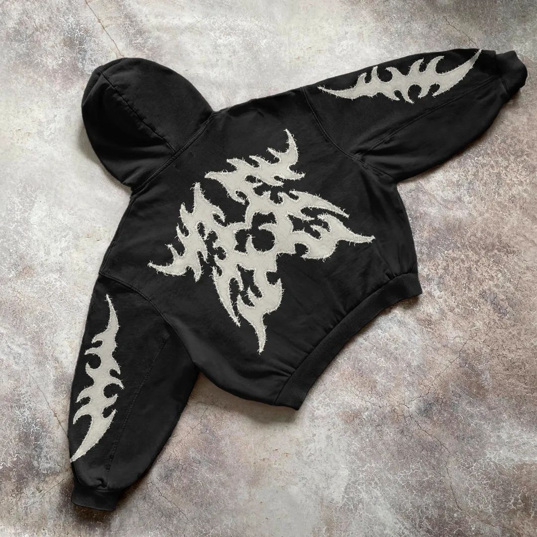 Vintage Zipper Patch Hoodie