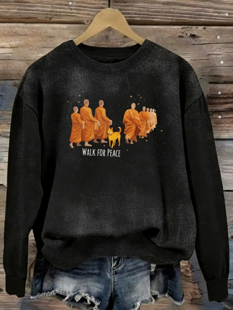 Women's Walk For Peace Art Print Crew Neck Sweatshirt