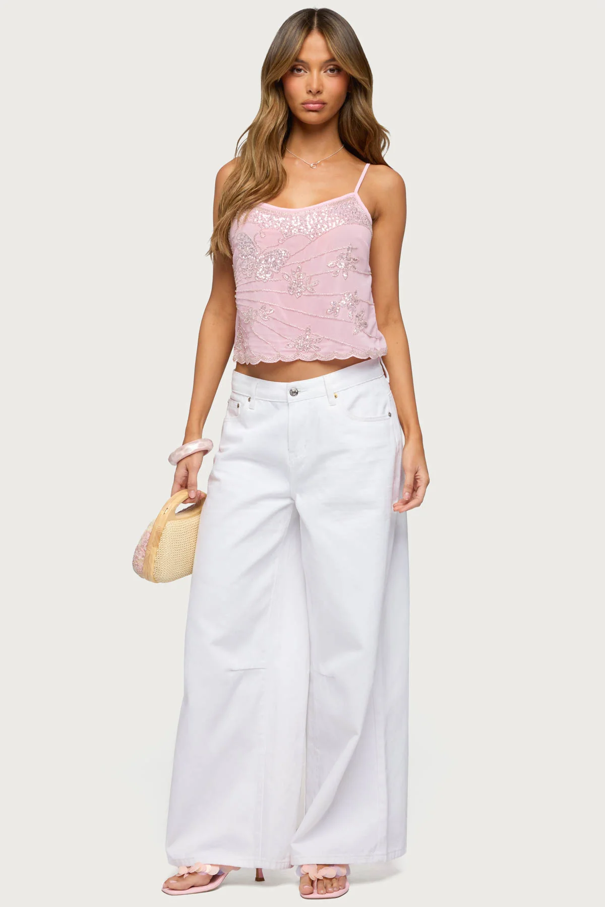 Bead & Sequin Chiffon Tank Top