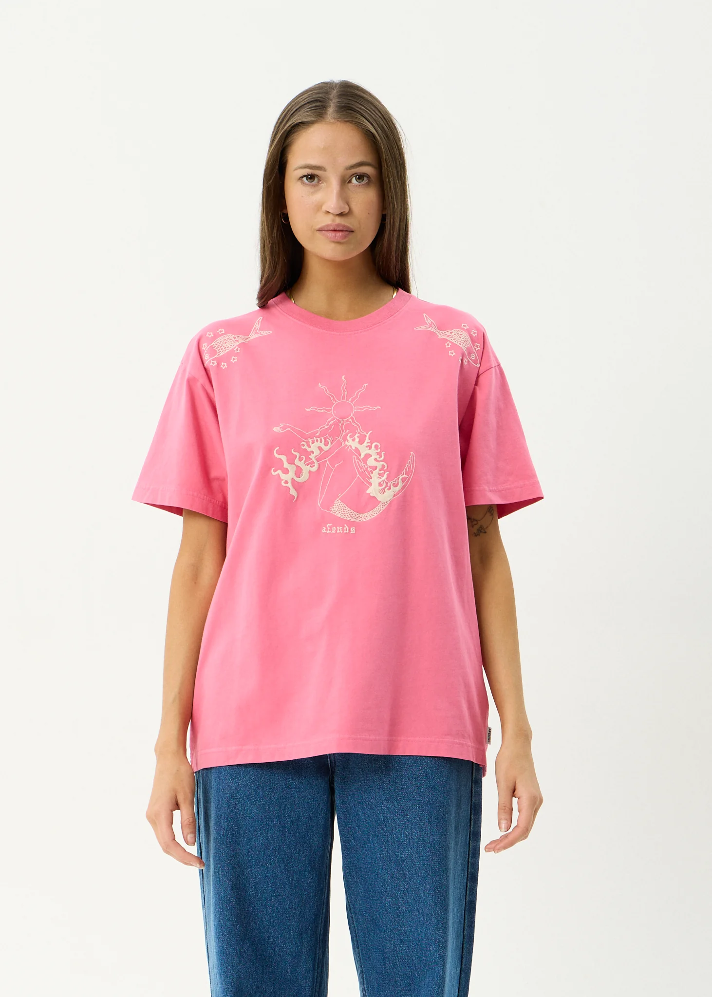 AFENDS Womens Sea Siren - Oversized Tee - Washed Raspberry