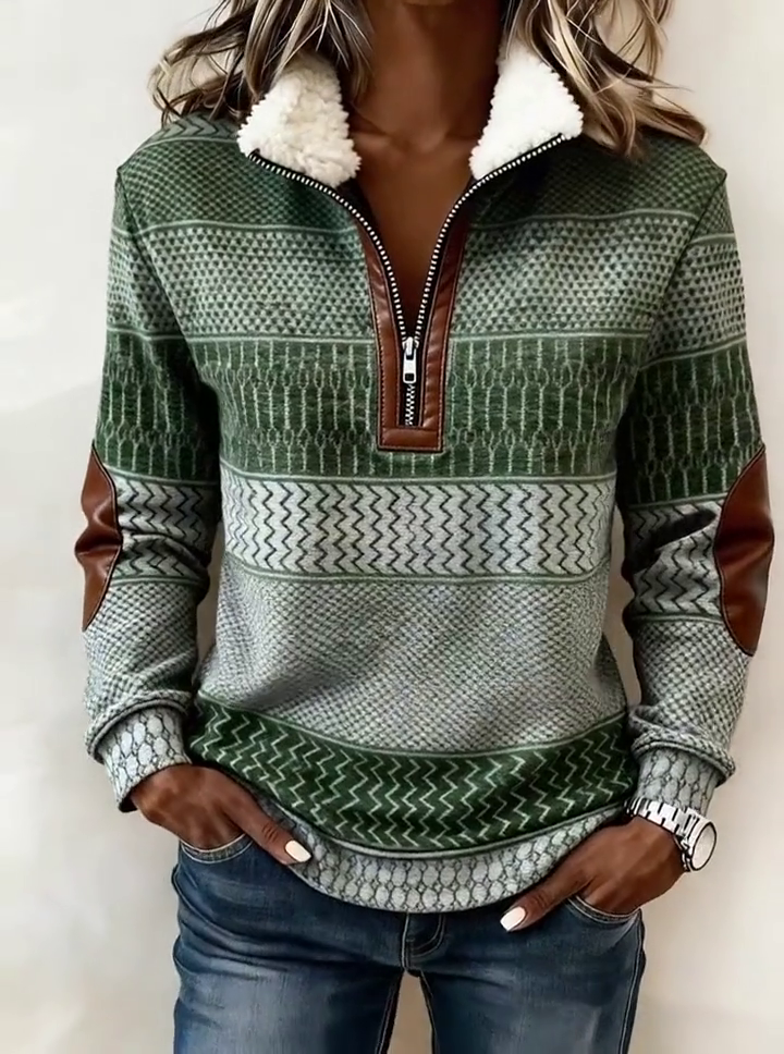 Women'S Casual Color Block Printed Pullover Sweatshirt