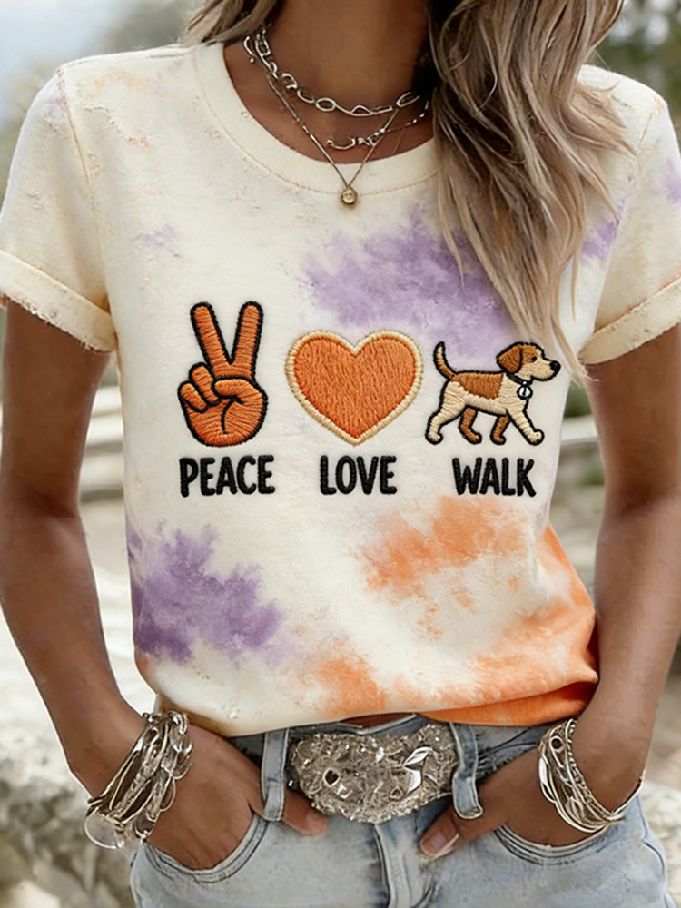Women's Walk For Peace Art Tie-dye Print T-shirt