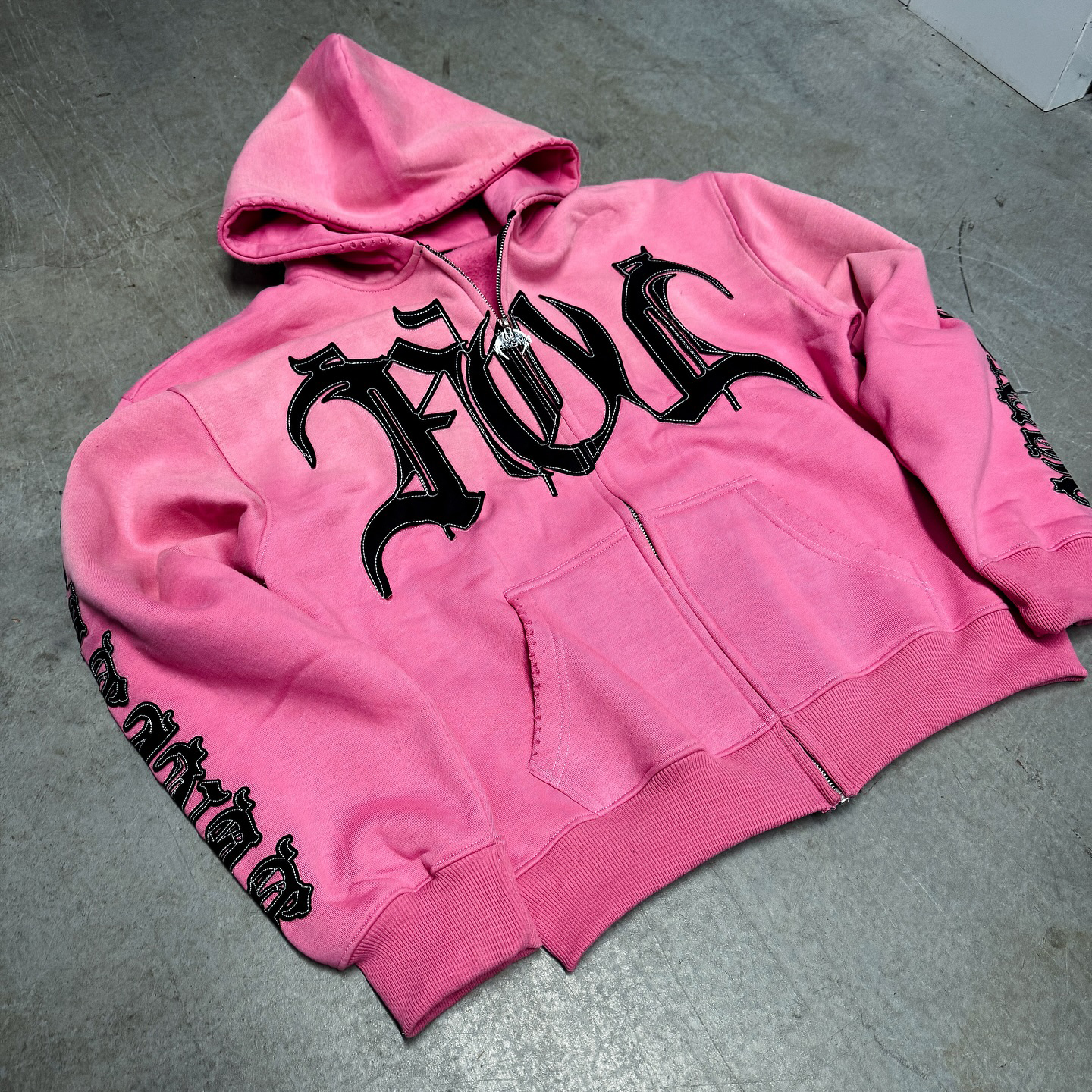 Blush Casual Retro Street Zip Hoodie