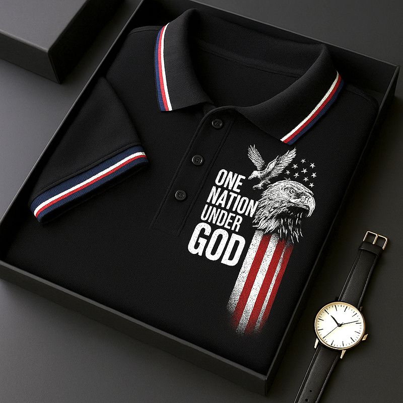 US Flag Faith Print Men's Polo Shirt