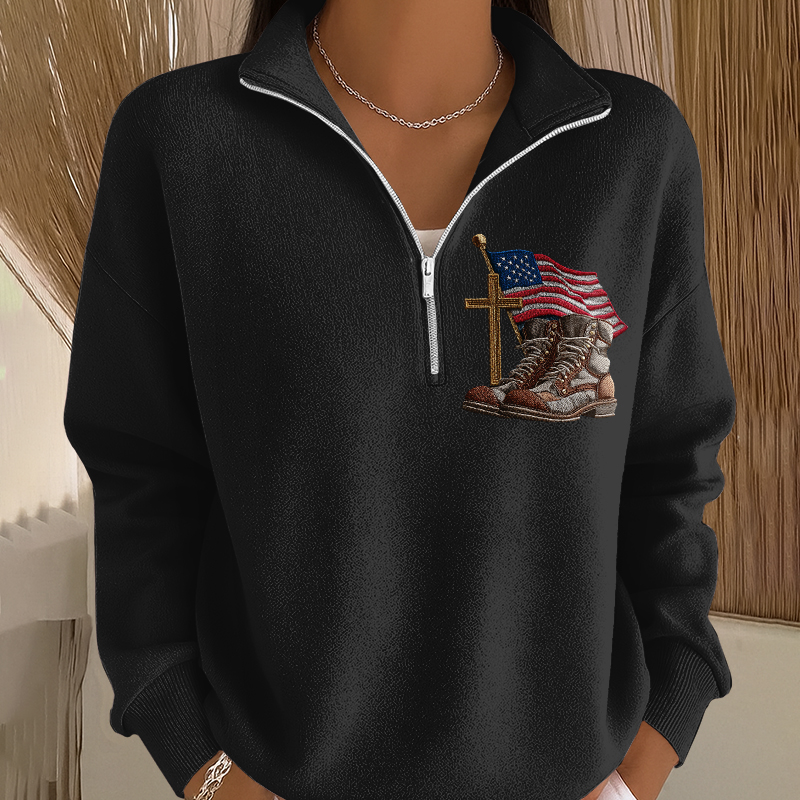 Women's Proud Veteran Casual Zip-Up Sweatshirt
