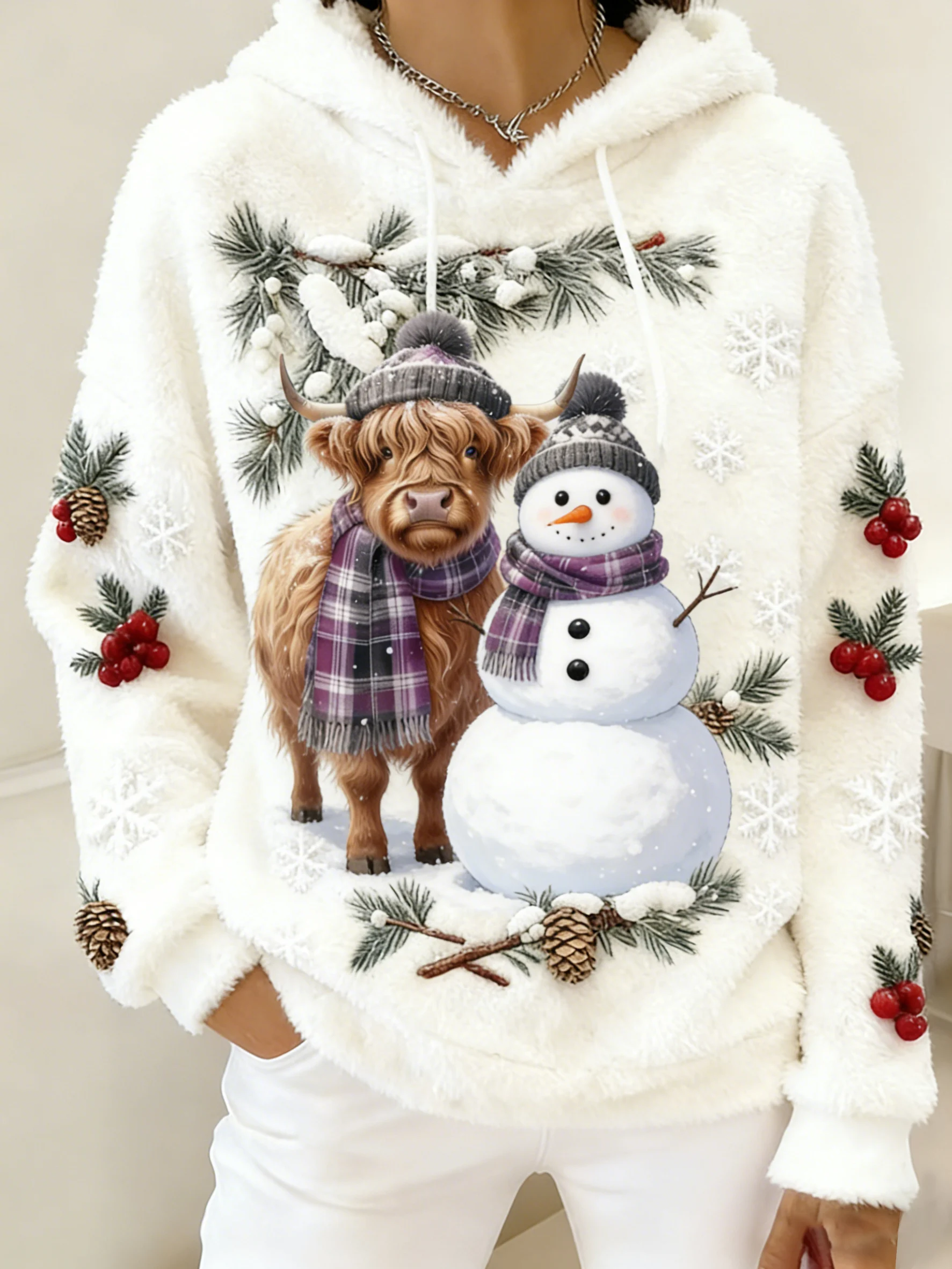 ❤️Buy 3 Get 12% OFF❤️Women'S Casual Sweatshirt With Snowman And Highland Cow Print