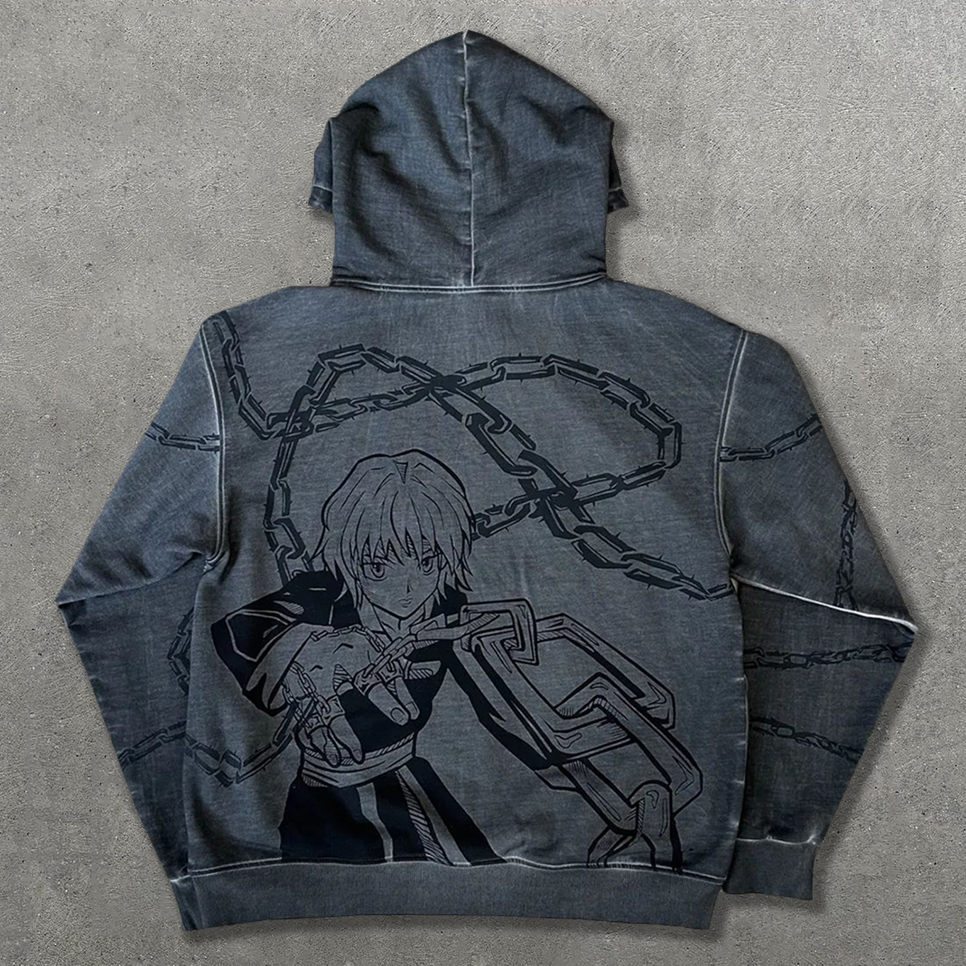 Anime Spider Chain Print Long Sleeve Hoodies