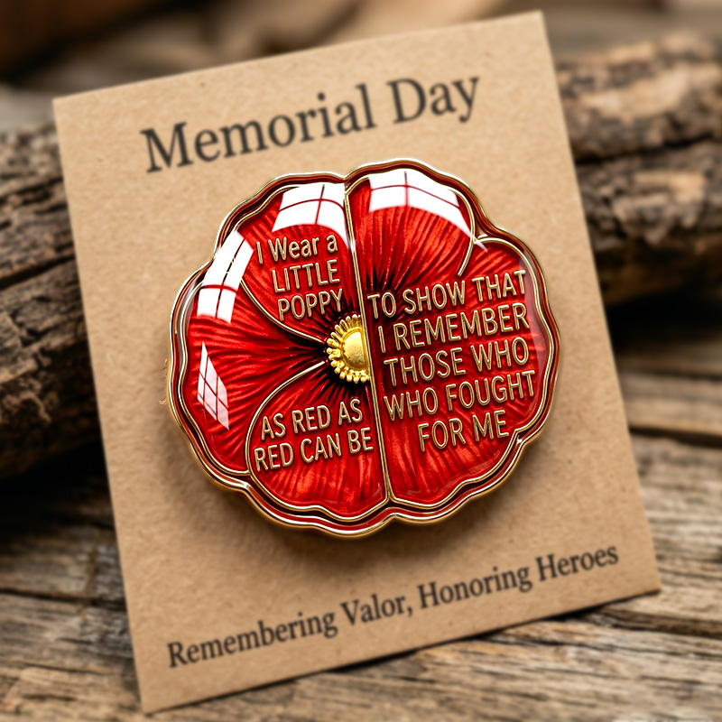 US Memorial Day Poppy Exquisite Brooch