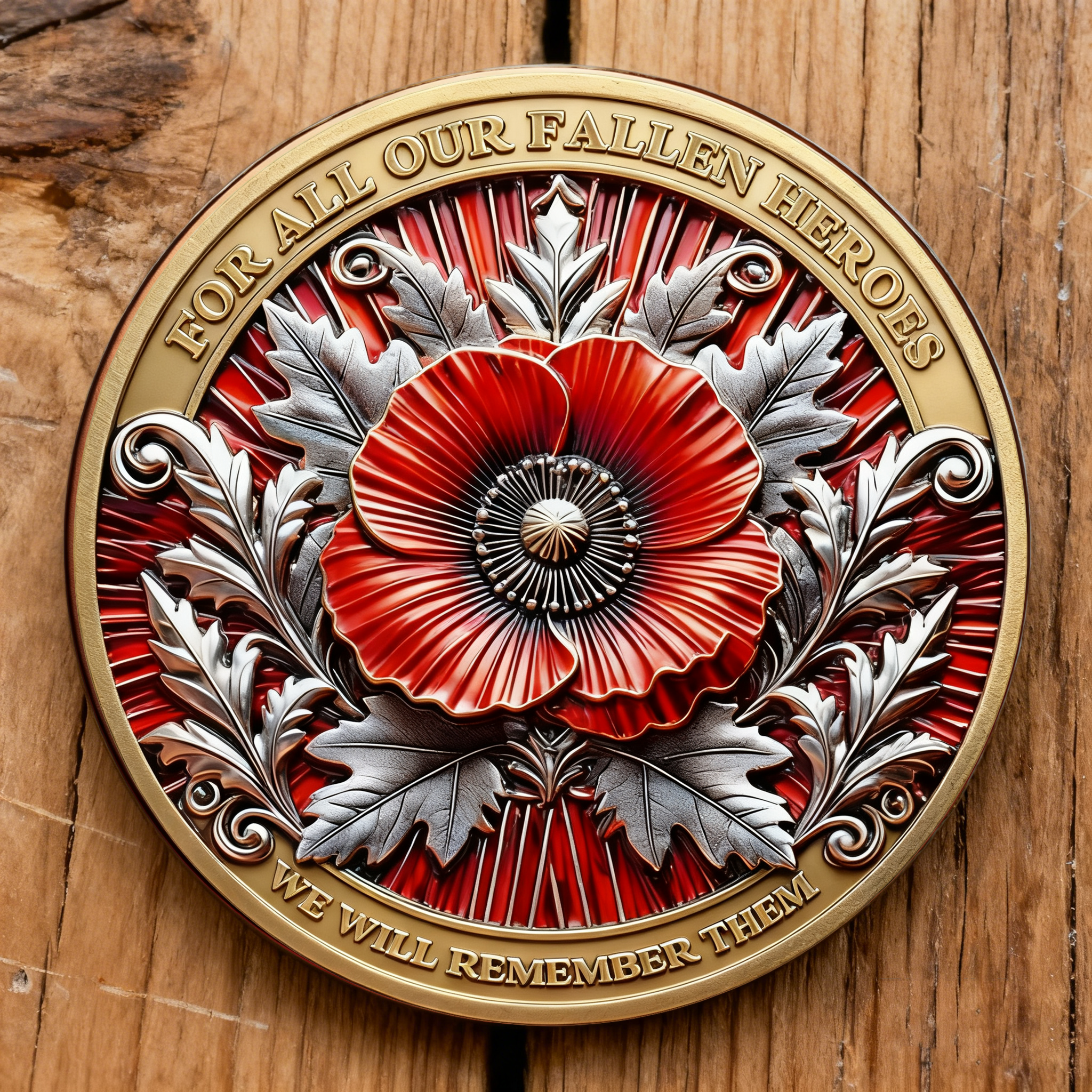 Poppy Remembrance Military Challenge Coin | Honor Fallen Heroes, Uphold “Lest We Forget” Legacy