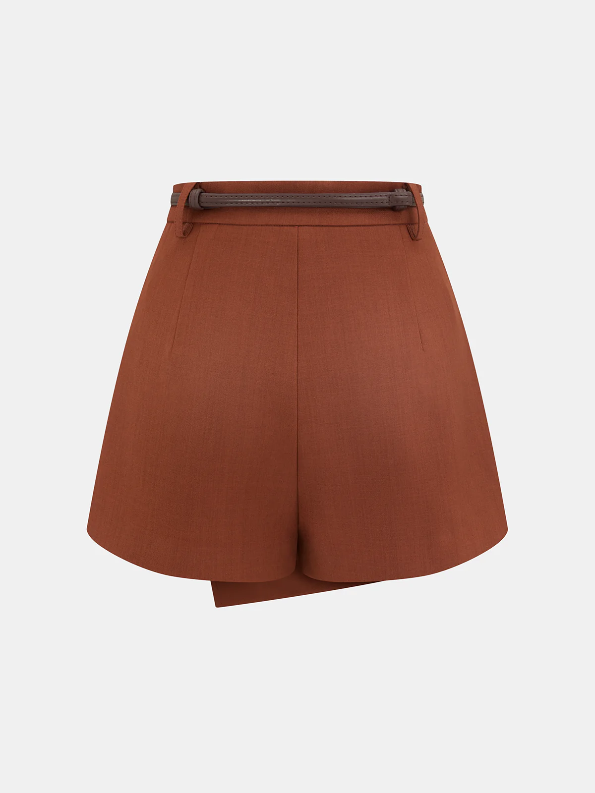 Belted Asymmetric Mid-Waist Skort
