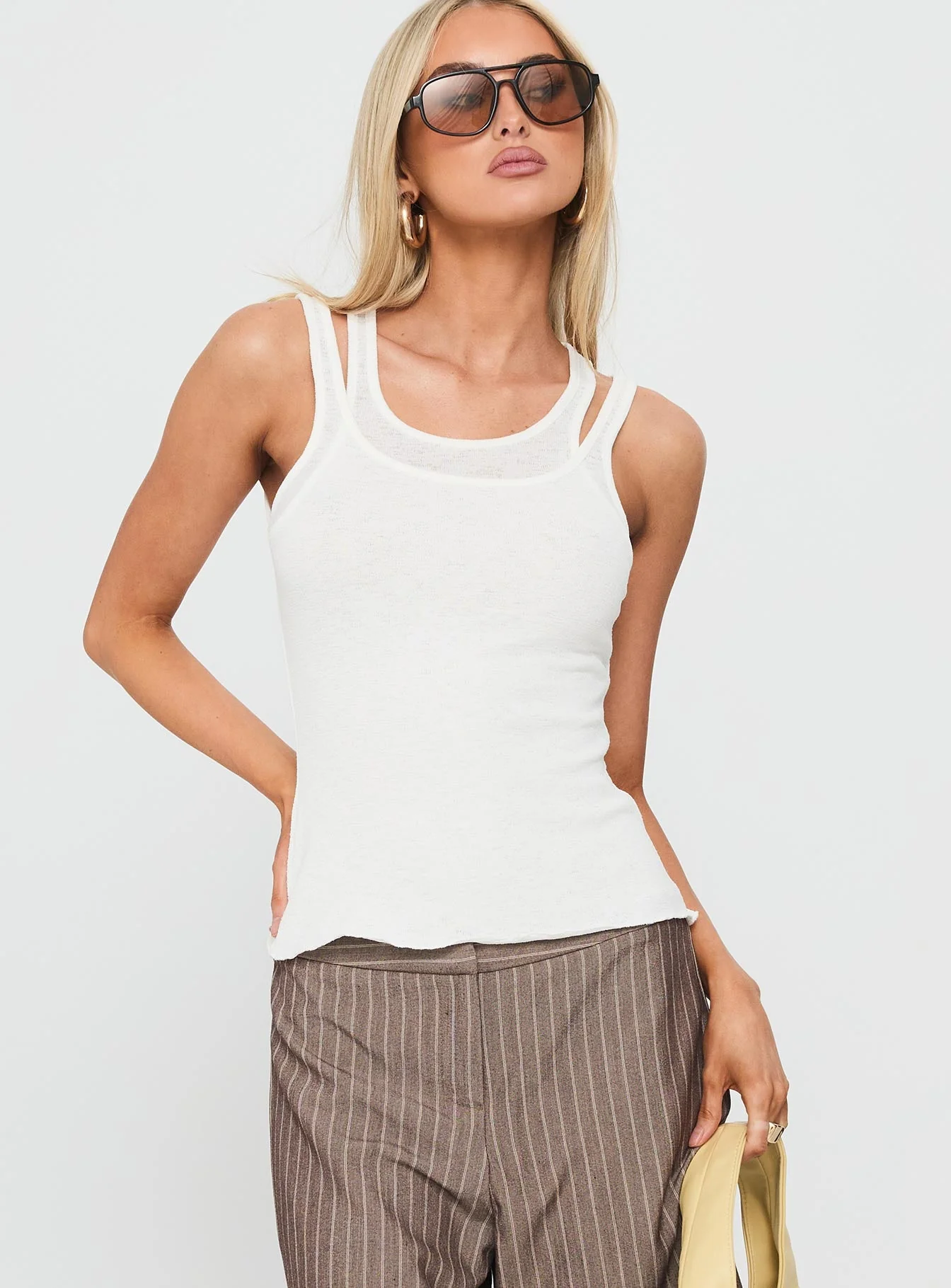 Ceyla Layered Tank Top White