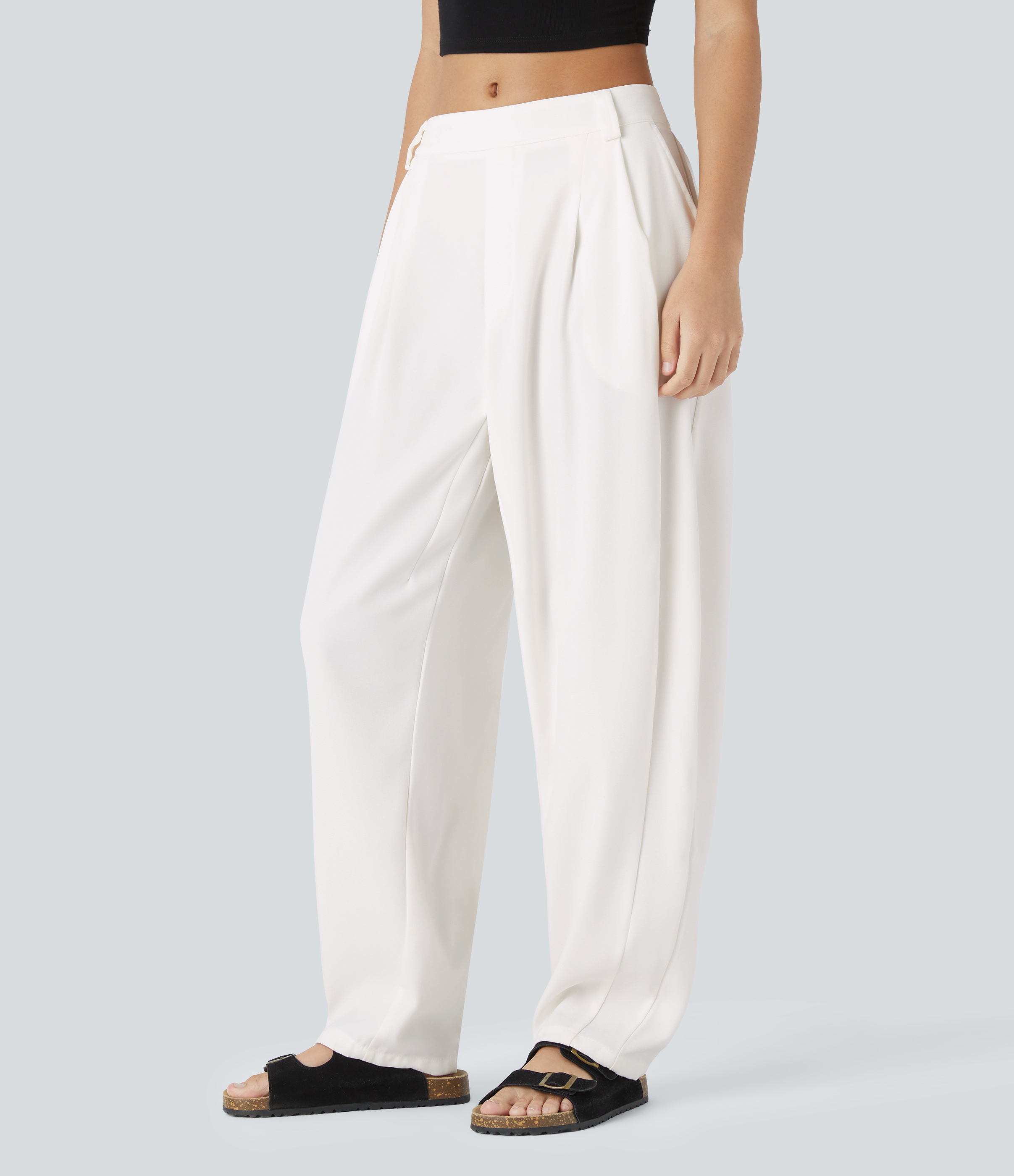 Halara Flex™ Mid Rise Pocket Barrel Leg Work Pants