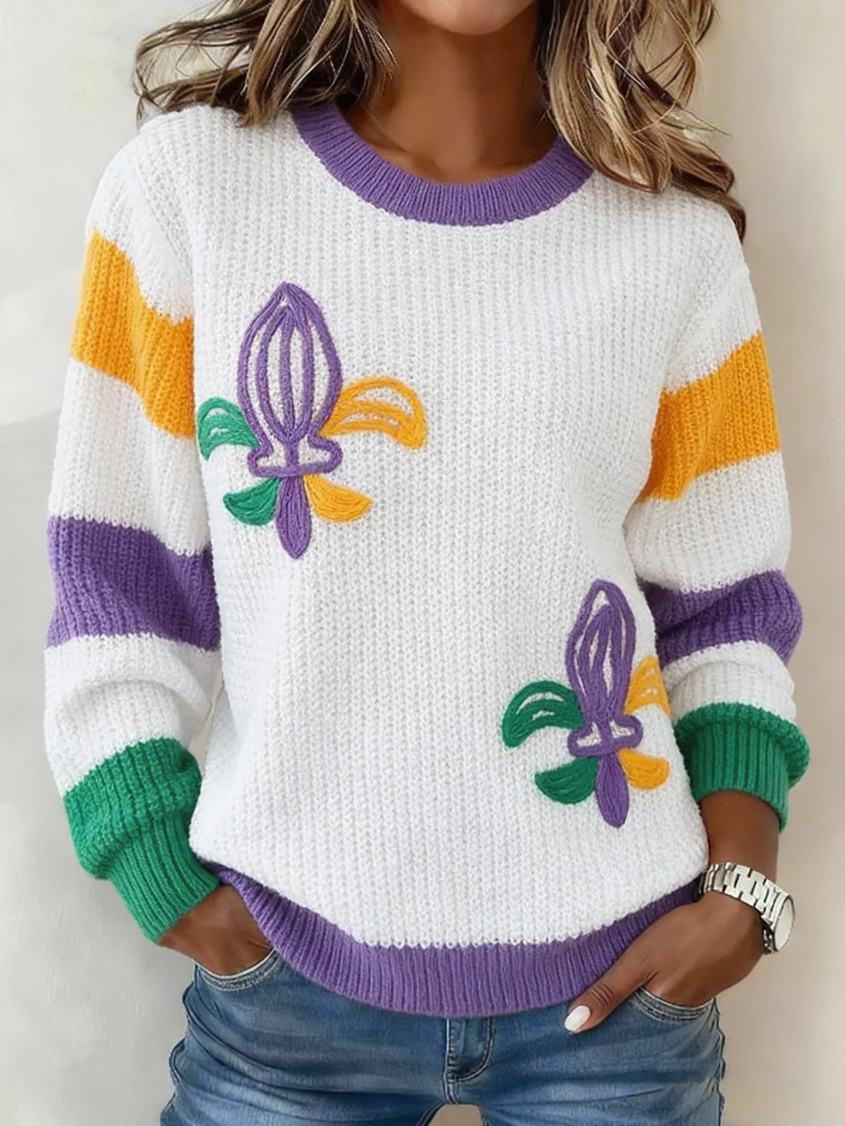 Women's Mardi Gras Knit Sweatshirt
