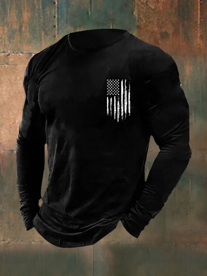 Men's Vintage Veterans Day Print Long Sleeve T-Shirt