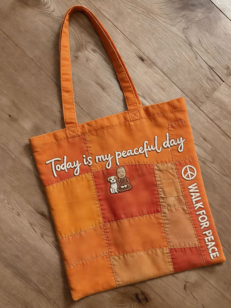 Walk For Peace In Patchwork Art Ecofriendly Tote Bag