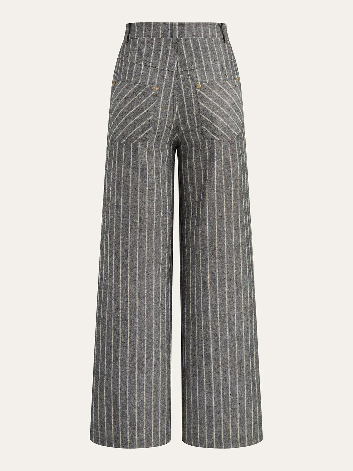 Pinstripe Linen & Cotton High-Waist Pants