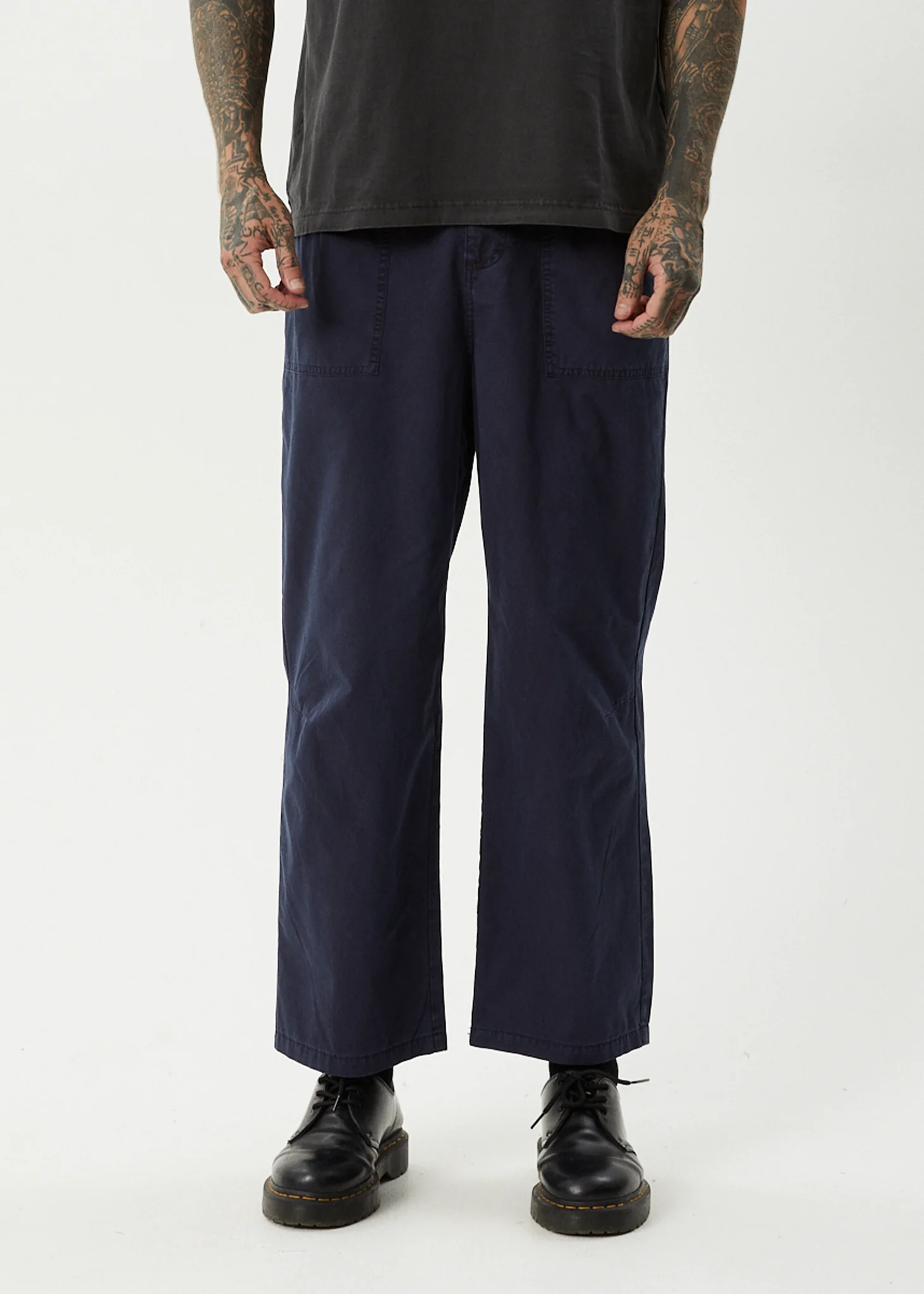 AFENDS Mens Overdie Glider - Overdyed Pleated Pant - Deep Sea