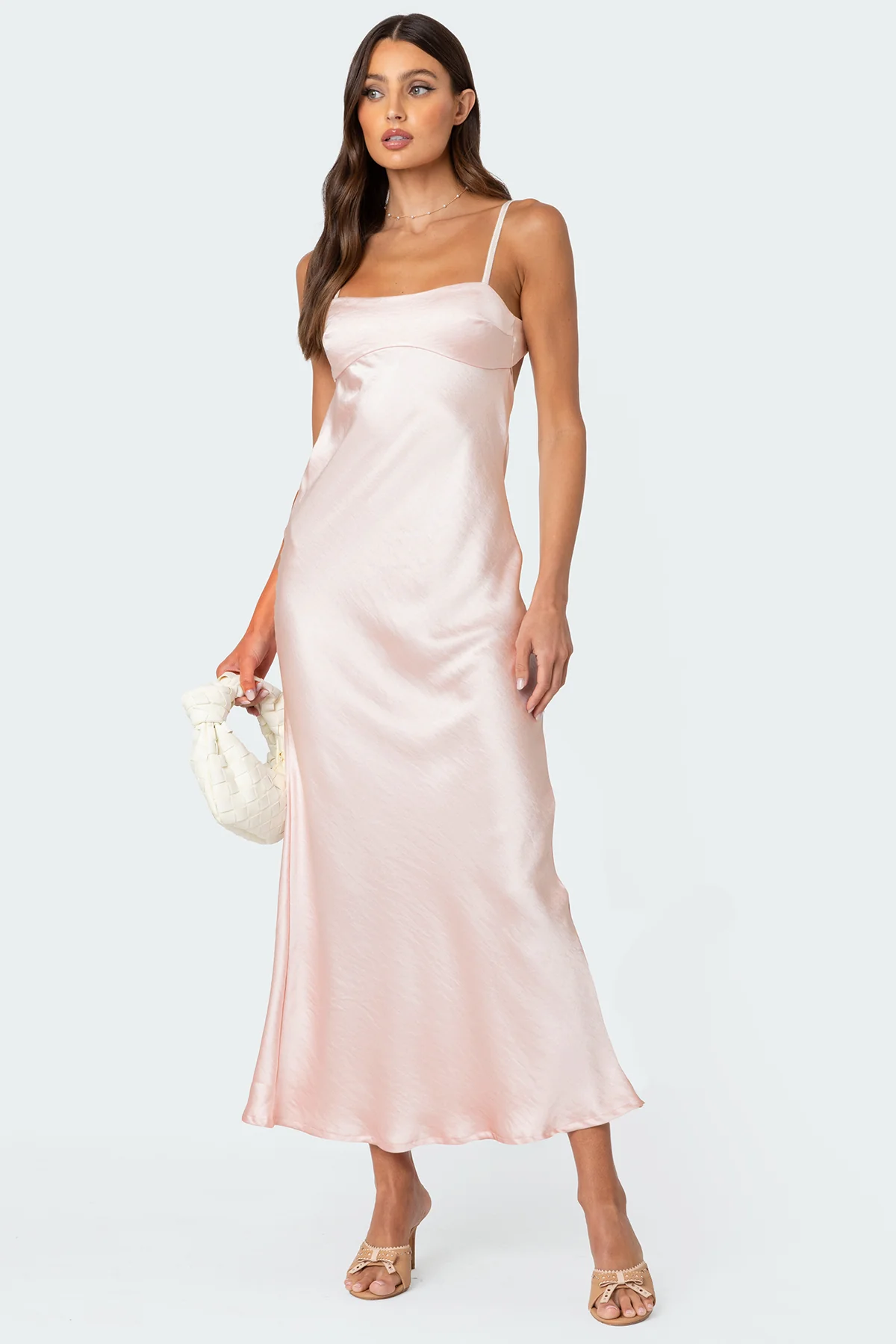 Vienna Open Back Satin Effect Maxi Dress