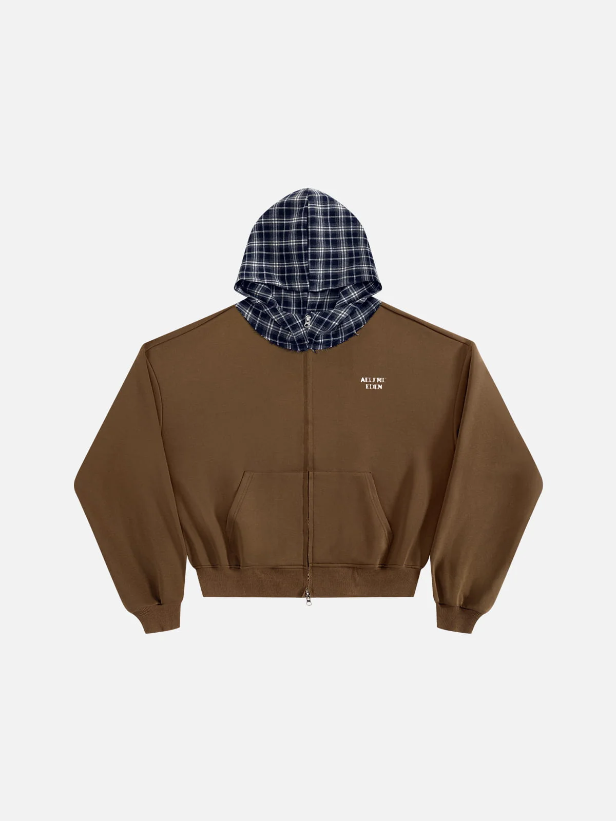 Aelfric Eden Boxy Plaid Hood Zip Up Hoodie