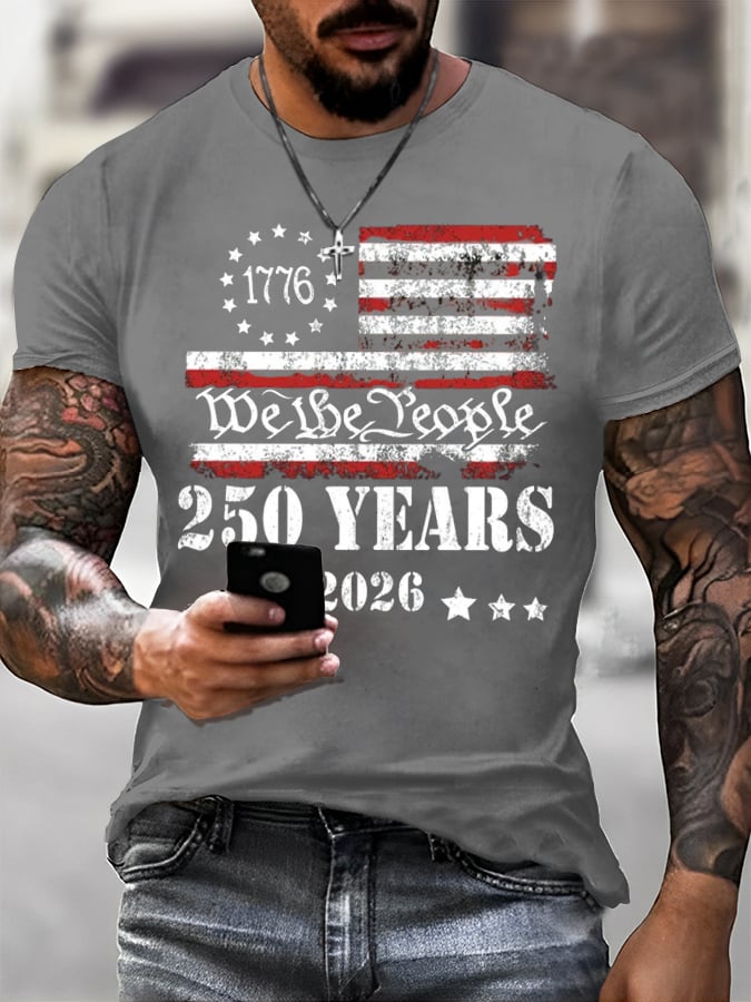 Men's 250th America Anniversary Casual Printed T-Shirt