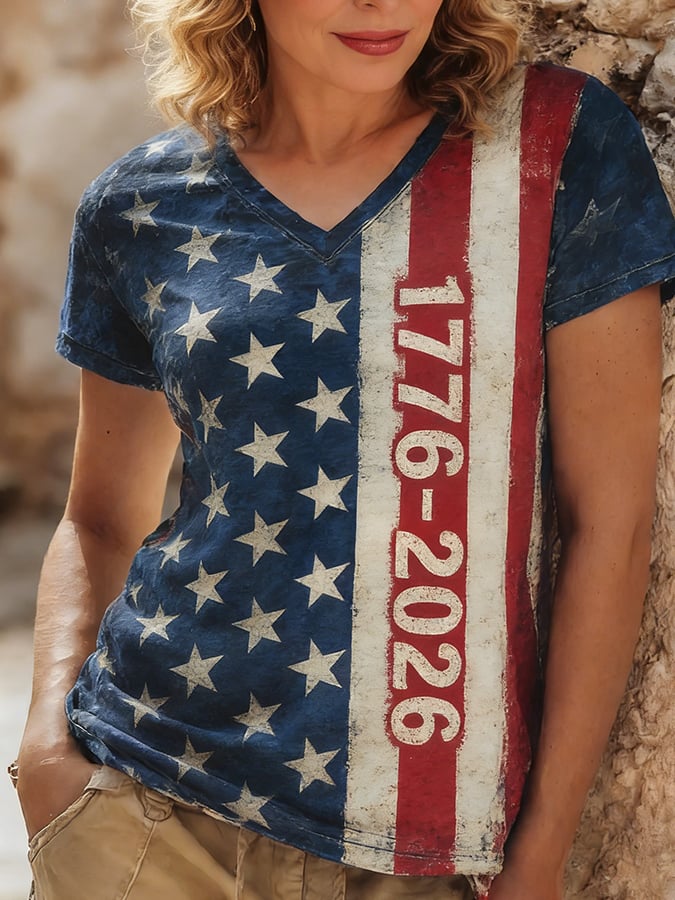 Women'S Casual T-Shirt With American 250th Anniversary Print