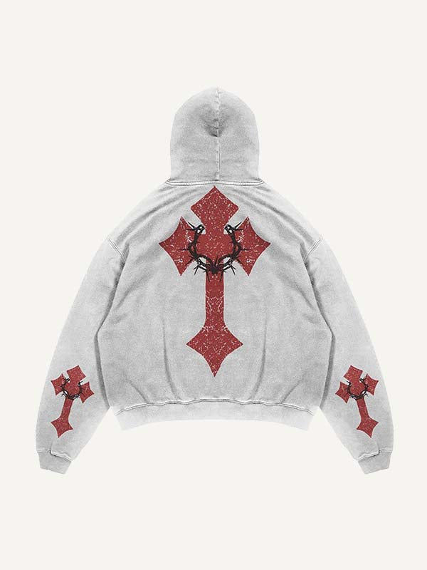Jesus&Pray&Cross&Letter Print Slant Pockets Hoodie