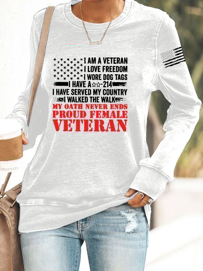 Women's Proud Female Veteran Print Sweatshirt