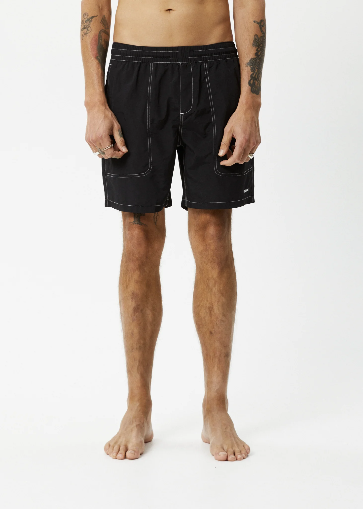 AFENDS Mens Baywatch - Swim Short 18" - Black