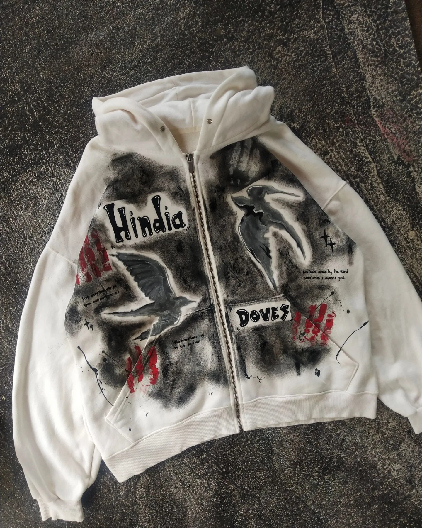 Splatter Bird Zip up Hoodie