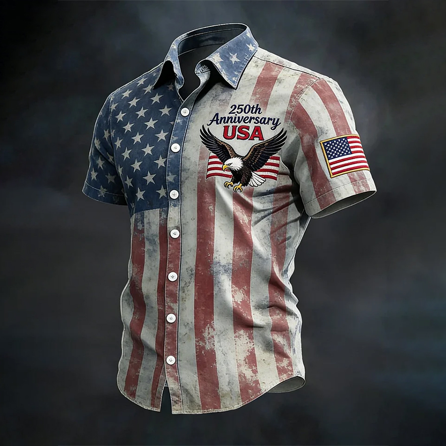 Men's Retro American 250th Anniversary Short-Sleeved Shirt