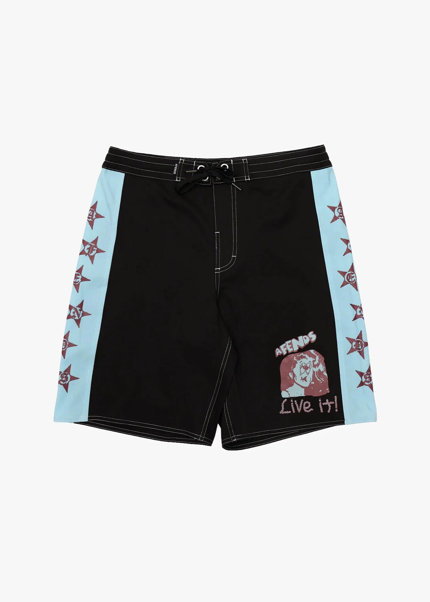 AFENDS Mens Live It - Surf Related V2 Boardshorts 19" - Black