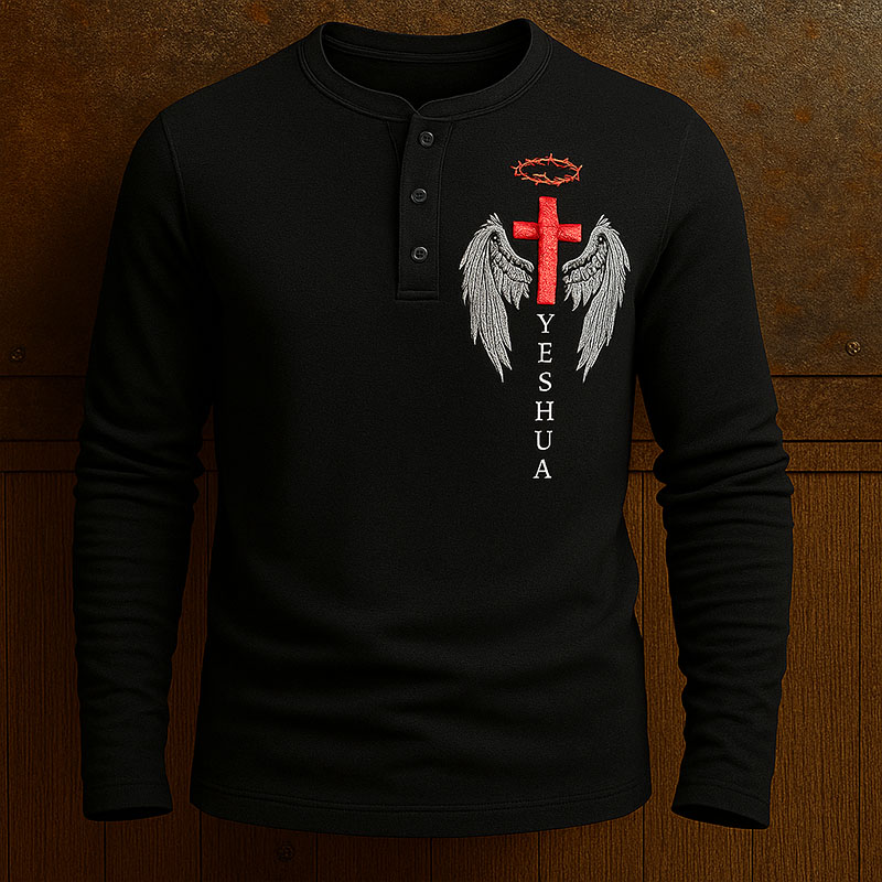 Faith Print Long-Sleeved Henley