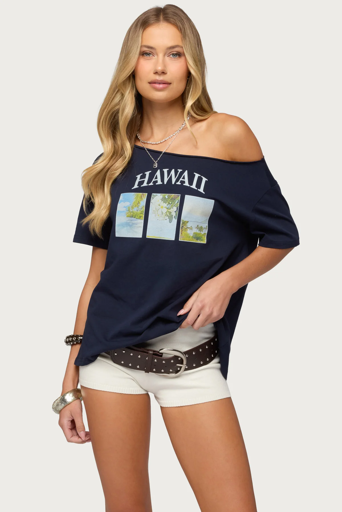 Hawaiian Babe Off Shoulder T Shirt