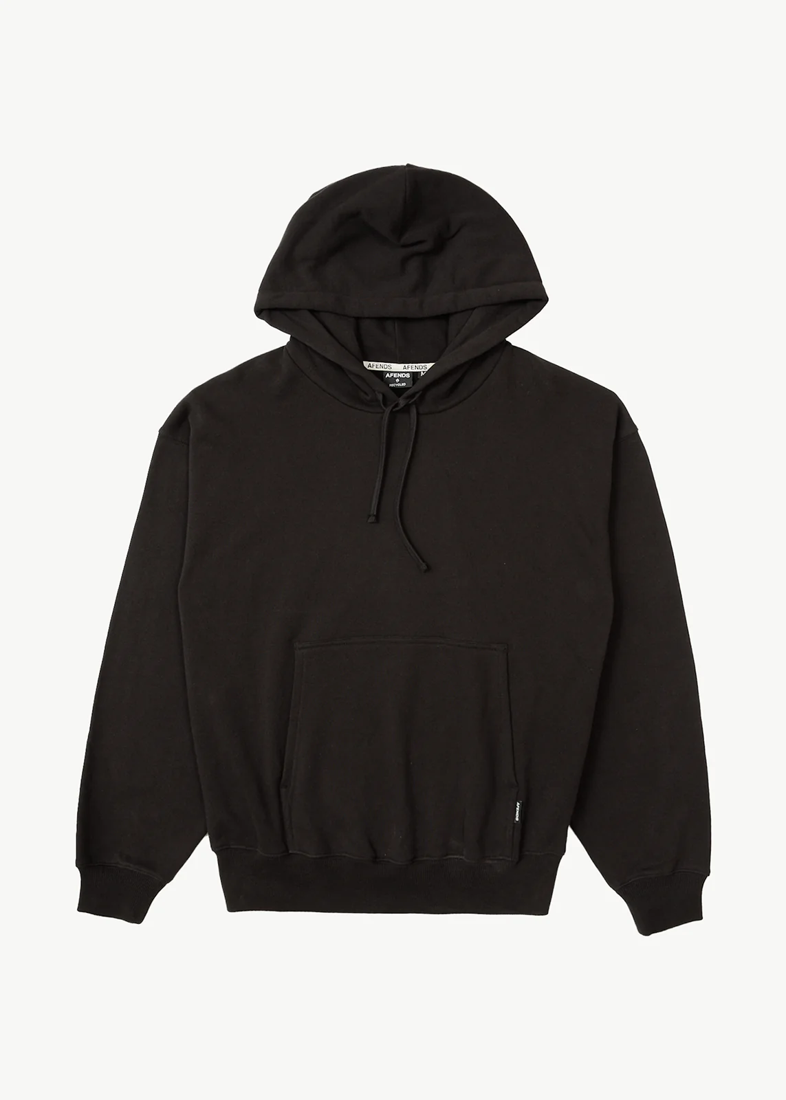 AFENDS Mens Genesis - Boxy Pull On Hood - Stone Black