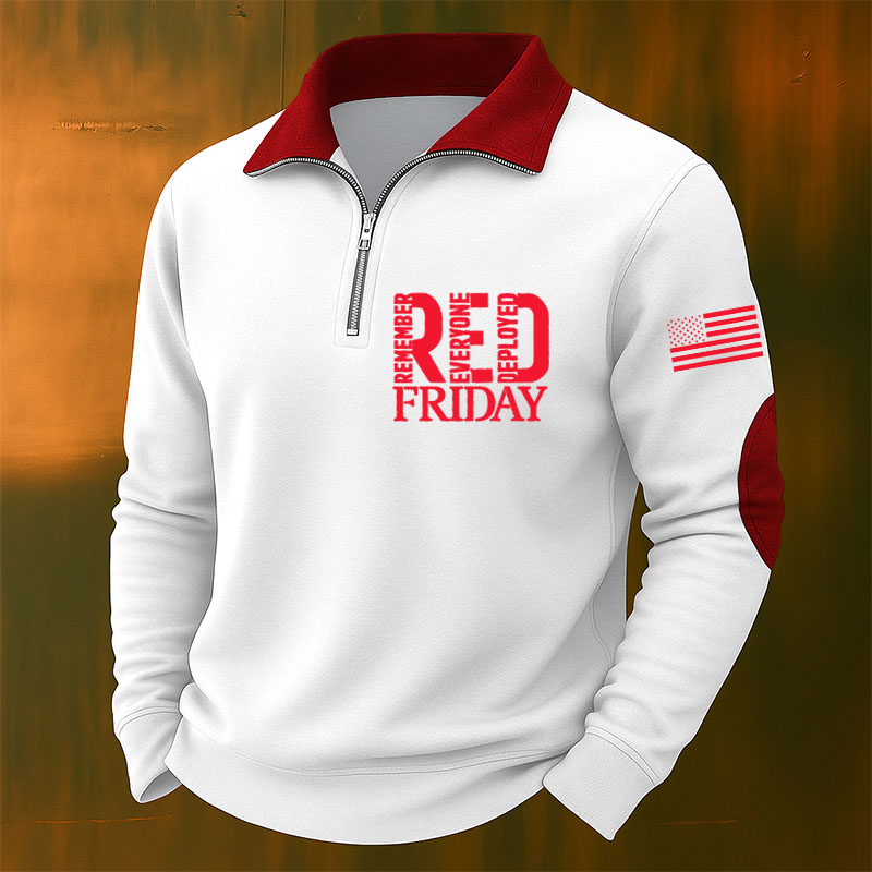 Men's Red Friday Casual Zipper Sweatshirt