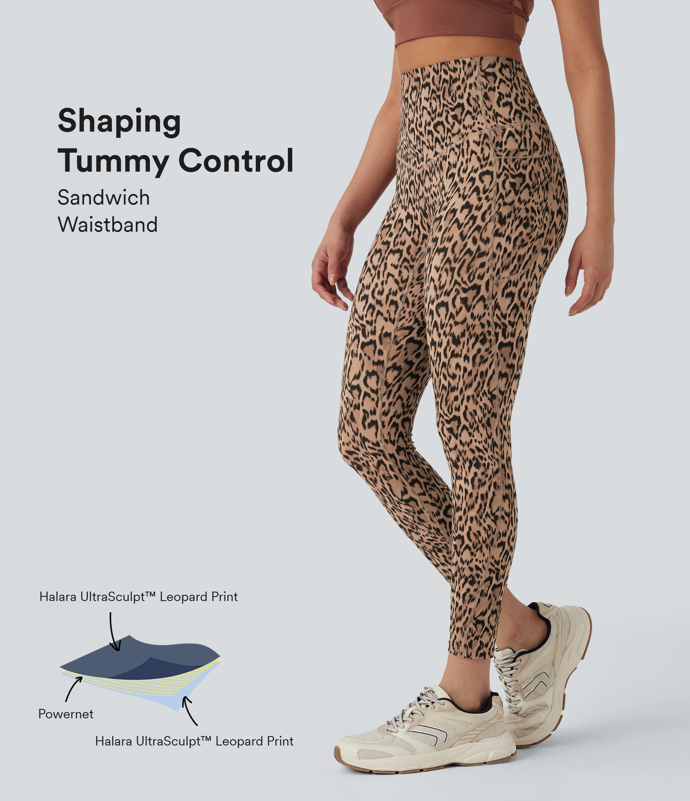 Halara UltraSculpt™ Leopard Print High Waisted Tummy Control Yoga Leggings with Pockets