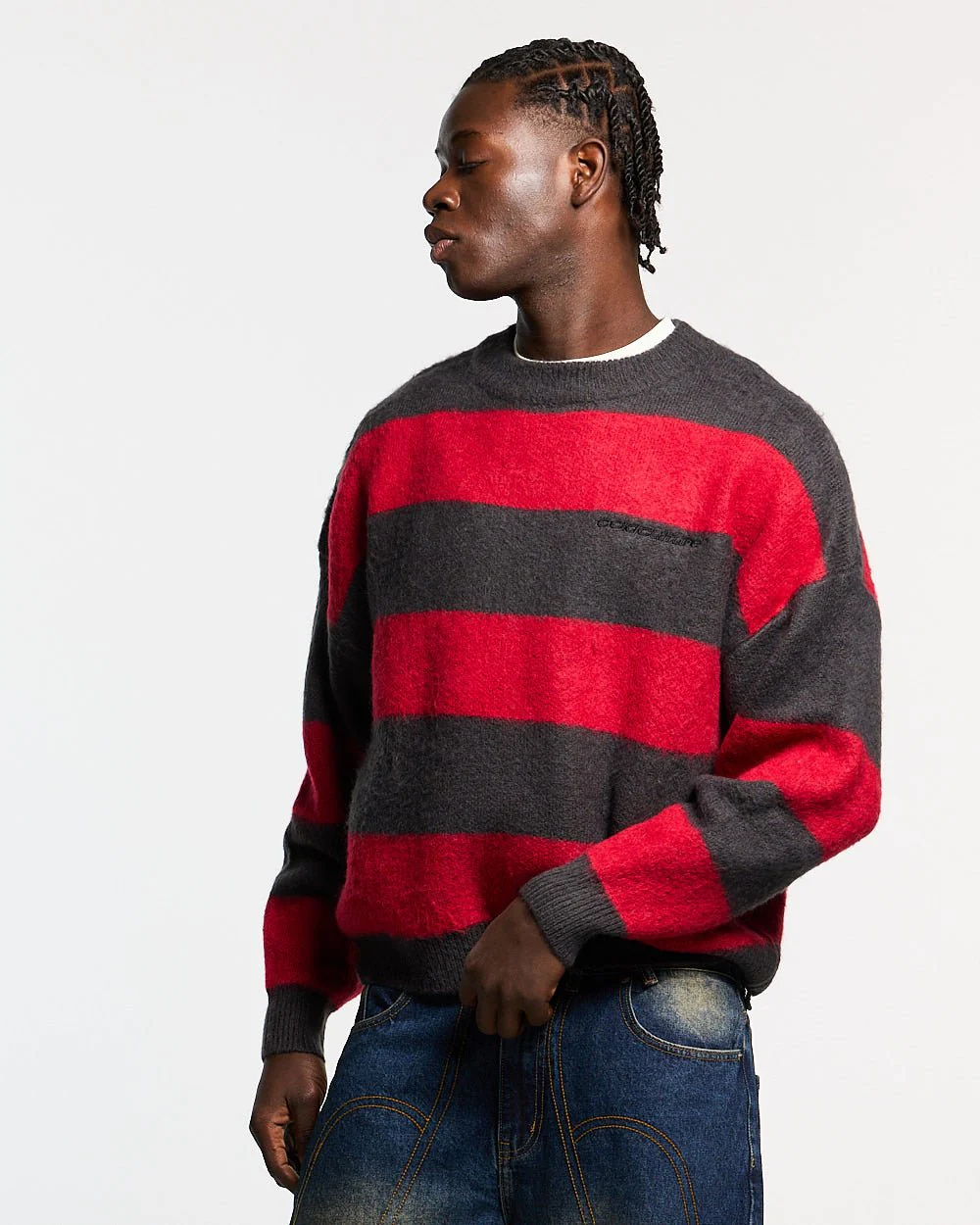 FLUFFY FUR KNIT BLACK & RED