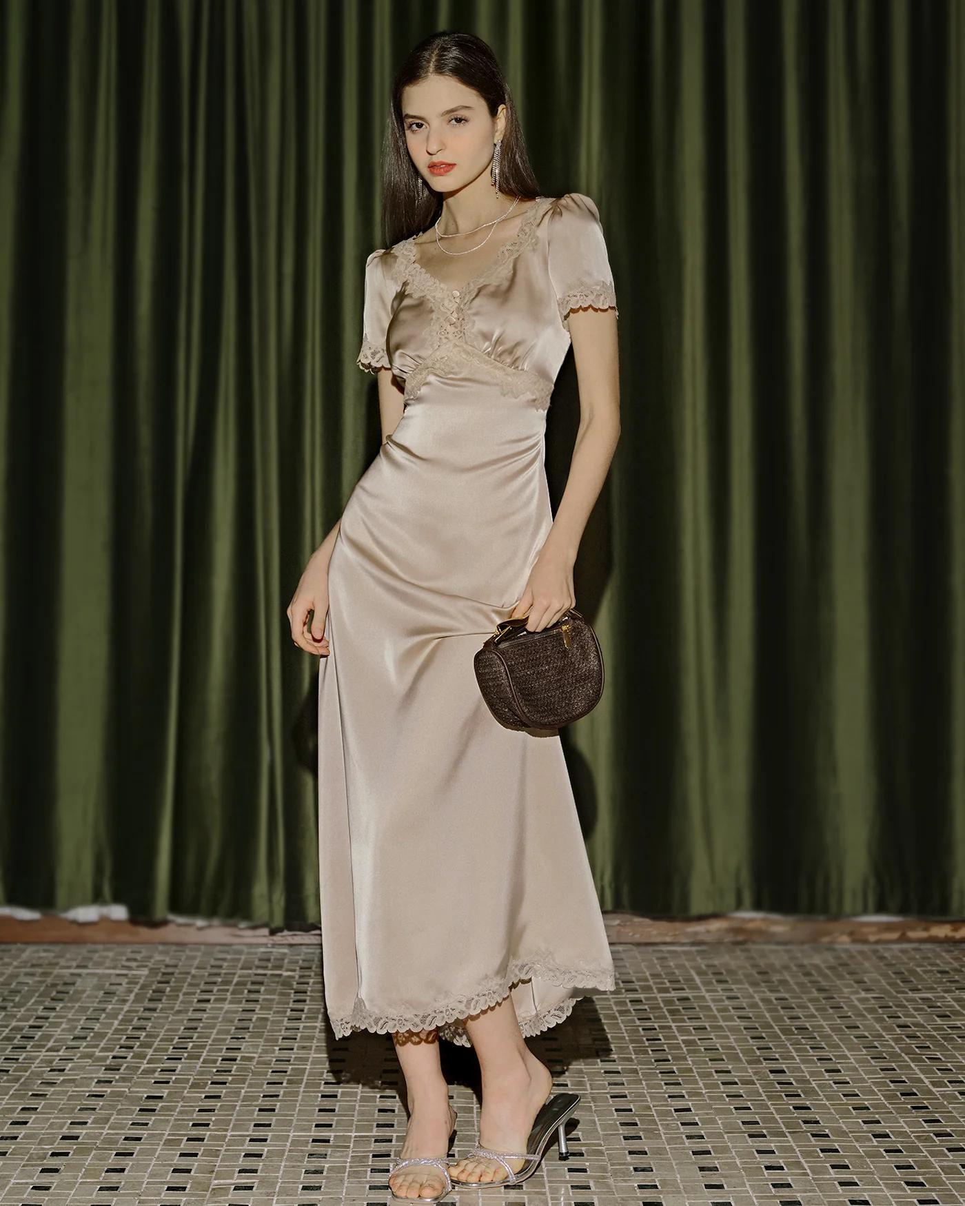 Apricot Lace Tunic Maxi Dresses