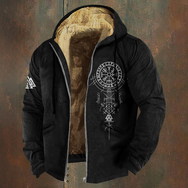 Men's Viking Style Art Pattern Zipper Jacket