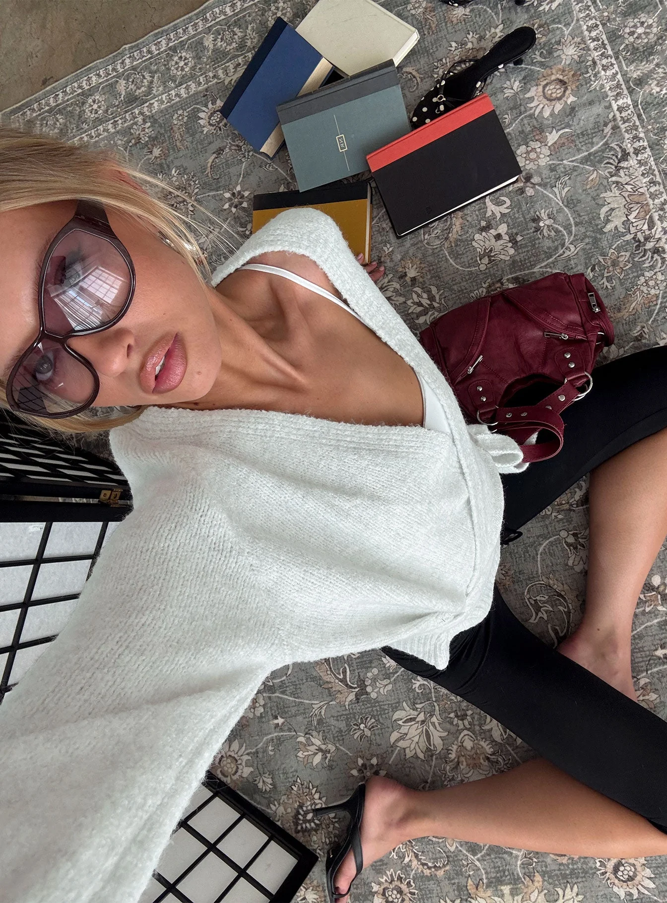 Daelan Wrap Knit Cardigan Grey Marle