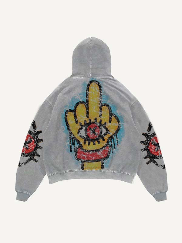 Figure&Gesture Print Slant Pockets Hoodie