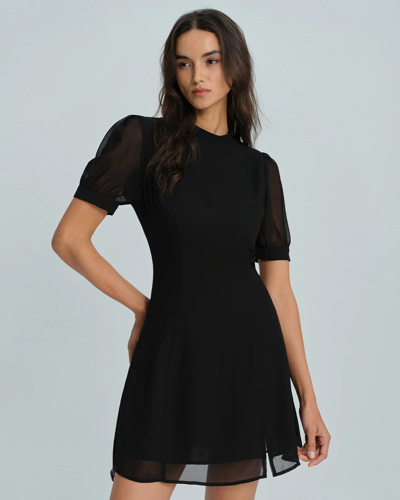 Black Mock Neck Mini Dress