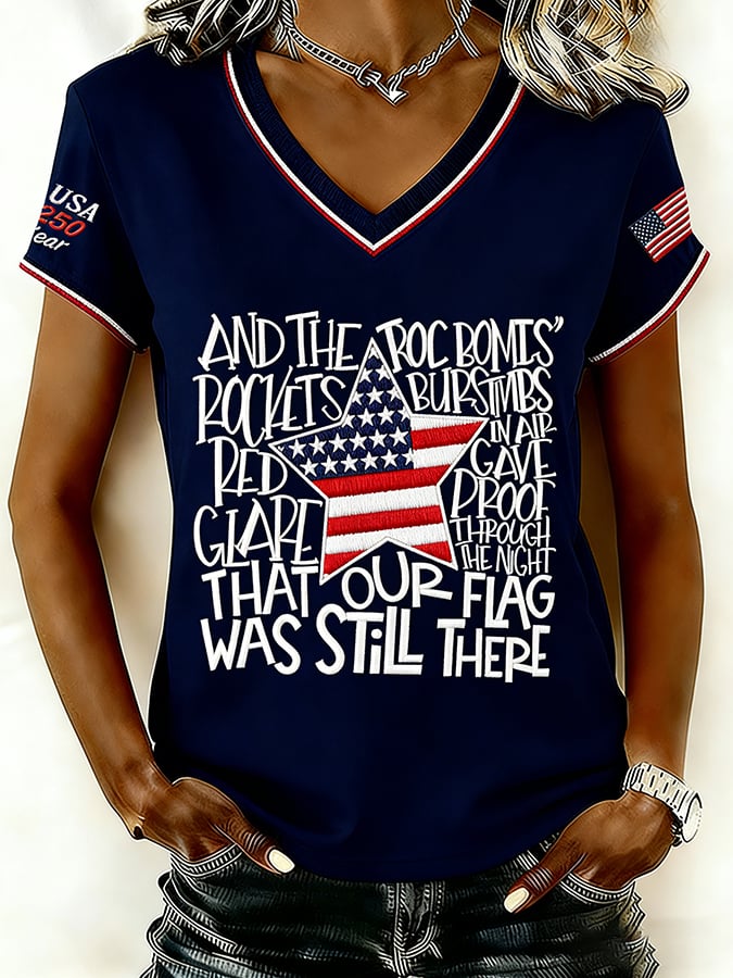 Women's Vintage America 250th Anniversary  Getting Star Spangled Hammered Print T-Shirt