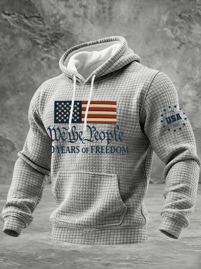 Men's Casual Printed Checkered Hooded Sweatshirt