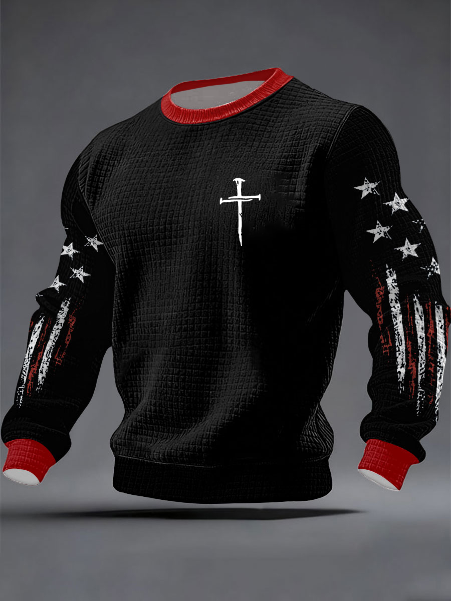 Men's Faith Cross Checkered Cotton Hoodie