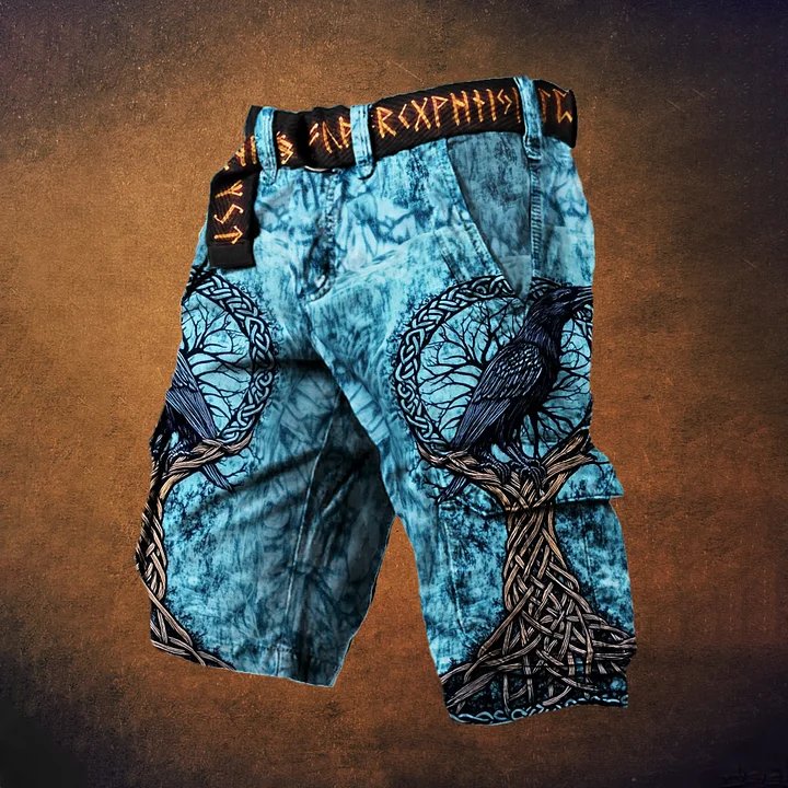 Men's Viking Life & Raven Viking Rune Graphics Cargo Shorts