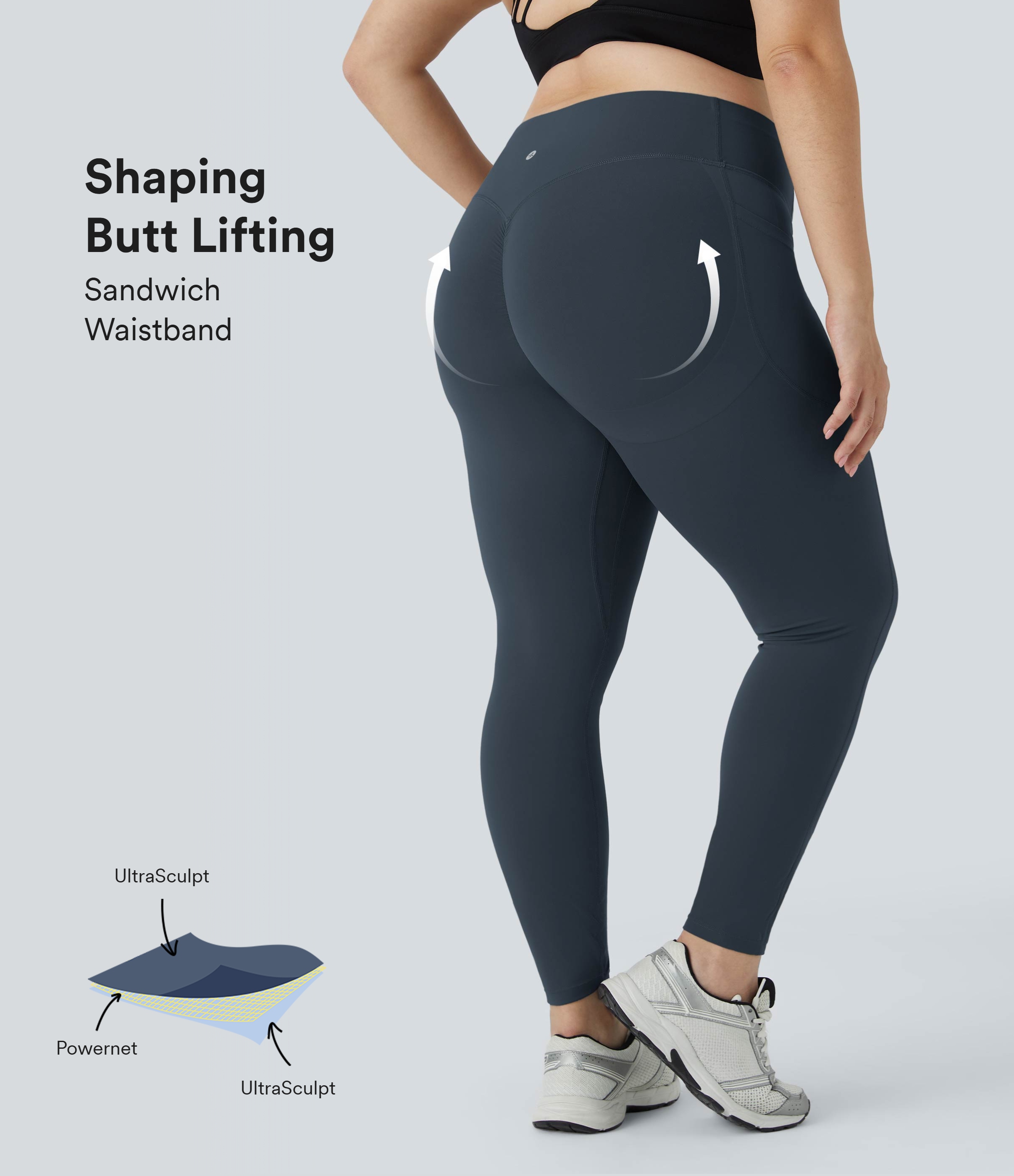 Halara UltraSculpt™ High Waisted Scrunch Butt Lifting Tummy Control Pocket Shaping Training Plus Size Leggings