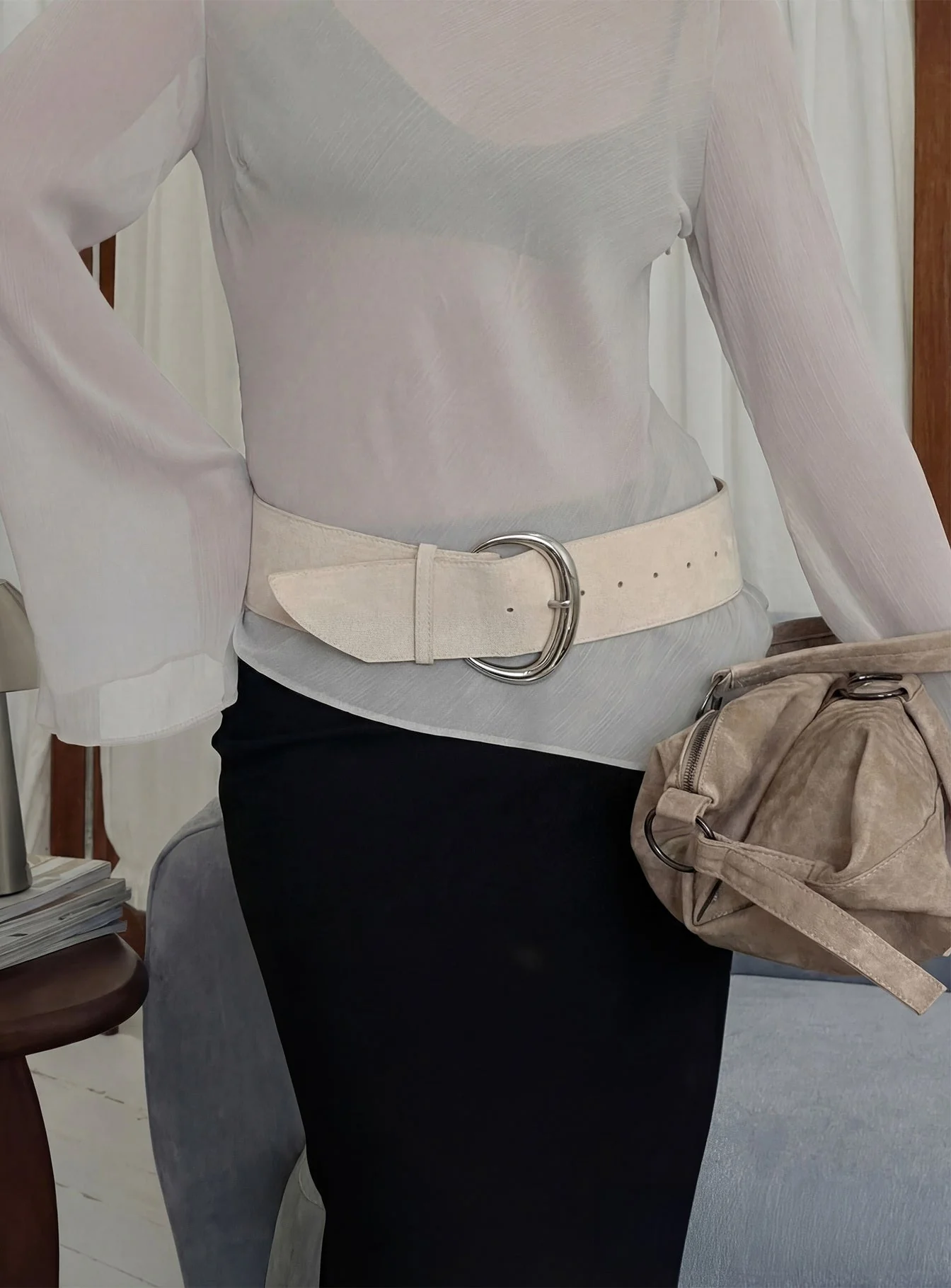 The Other Side Belt Beige / Silver