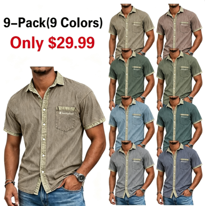 Men's Shirt Casual Shirt Denim Shirt Cotton Acid Wash Shirt